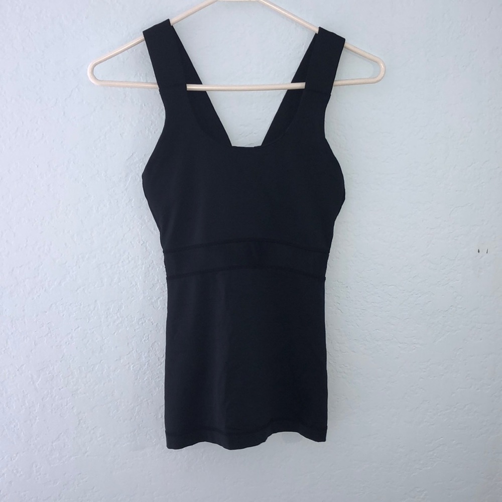 Lululemon Black Tank Top Criss Cross built in bra